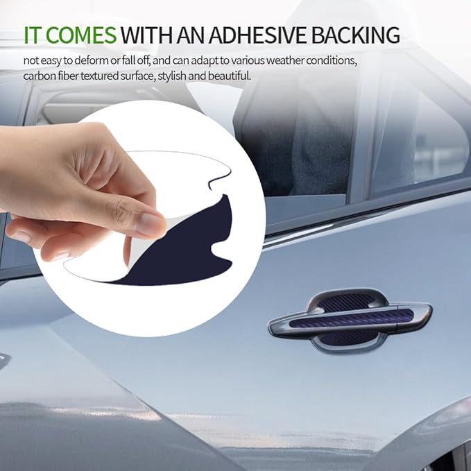 8PCS Car Door Handle Scratch Protectors, Carbon Fiber Car Door Handle Cover Anti Scratch Car Stickers, Universal Car Door Handle Paint Guard Cover, Door Handle Cup Protective Film for Most Vehicles