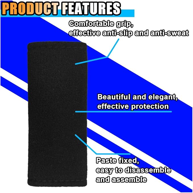 2PCS Car Inside Door Handle Protector, Colorful Soft Fluff Car Pull Handle Cover, Anti-Scratch Grab Handle Wrap, Car Interior Decoration Accessories for Women Men (Black)