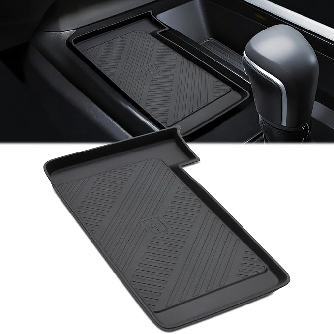 Auovo Wireless Charging Mat Compatible with 2025 2026 Toyota Camry Accessories Center Control Liner Anti-Slip Silicone Interior(Black Version 2)