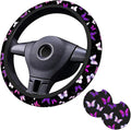 Butterfly Purple Steering Wheel Cover Butterflys Steering Wheel Cover Accessories Universal 2 Pieces Car Coasters Anti Slip Car for Men Women