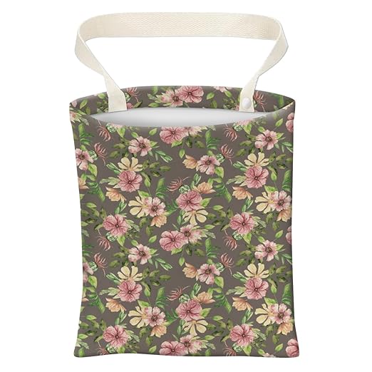 Car Trash Can, Cute Car Trash Bag, Hanging Car Organizer and Storage Bag, Trash Bin for Car Accessories, Vehicle, Travelling, Camping Cute Pink Floral Leaf