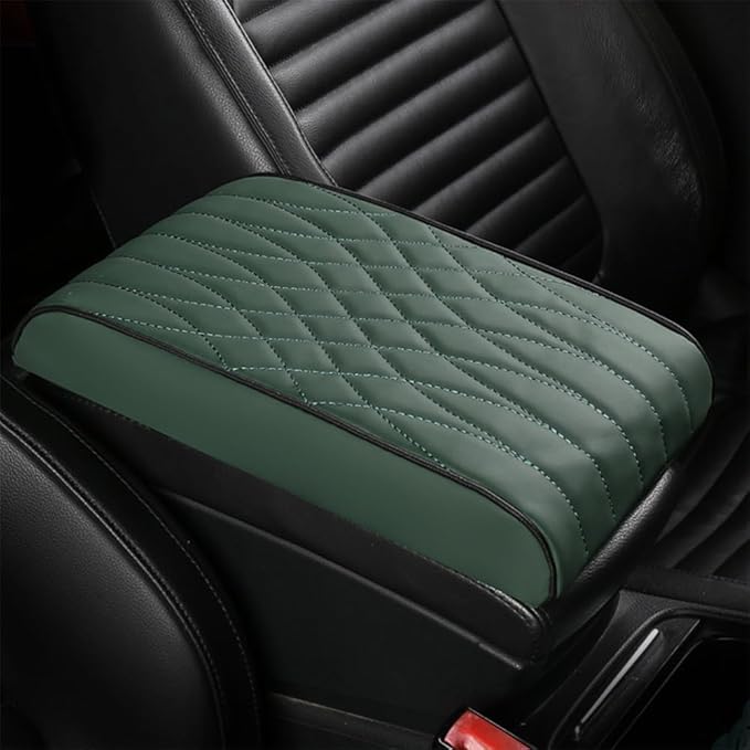 Car Center Console Armrest Mat for Subaru Forester SK SJ SH SG SF 5/4/3/2.Gen 2003-2023 2024 2025 Universal Armrest Seat Box Protector Cover Leather for SUV Truck Vehicle,Green, normal