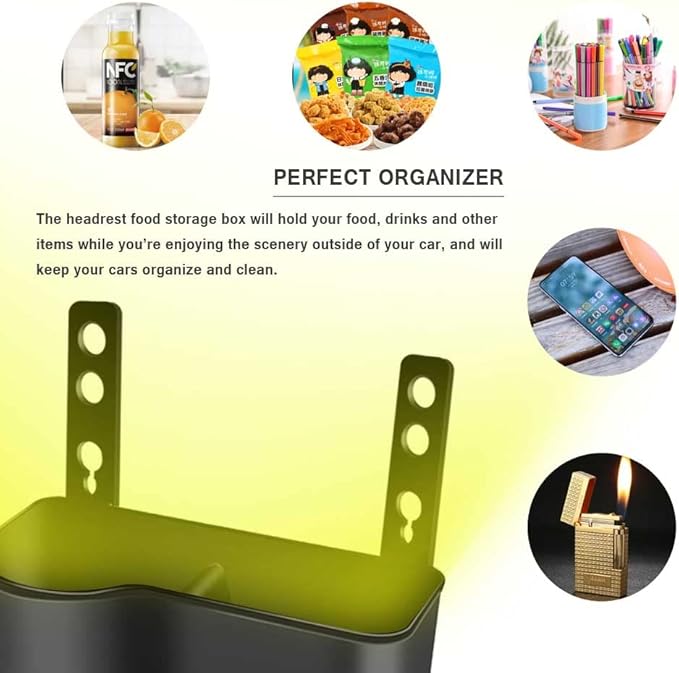 Car Cup Holder Seat Back Headrest Organizer Drink Pocket Food Tray Universal Caddy Storage Box for Cell Phones Keys Cards Wallets