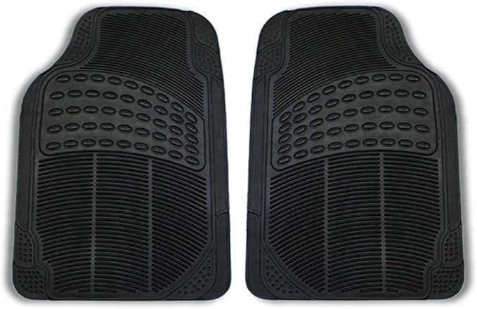 FH Group Trimmable Vinyl Floor Mats Front Set - Universal Fit for Cars Trucks and SUVs (Black) F11306