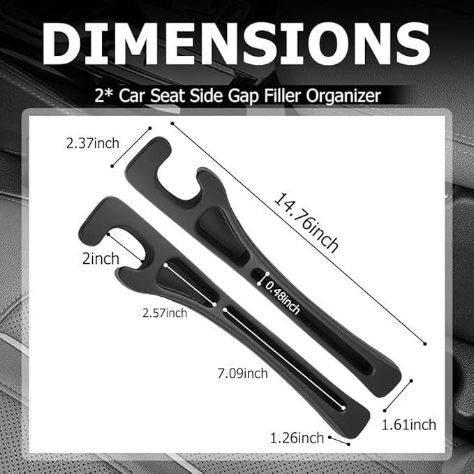 2PCS Car Seat Gap Filler Organizer,2026 Upgraded Car Seat Gap Plug with Storage Slot & Seats Belt Holes as Phone Holder,Universal No Drop Seats Guard for Cars Interior Accessories