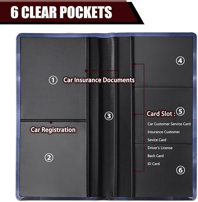 Car Document Holder with Magnetic Shut, Car Registration and Insurance Card Holder, Vehicle Glove Box Organizer Documents, Driver License, Auto Paperwork Organizer Wallet, Purple Dragon Moonlight