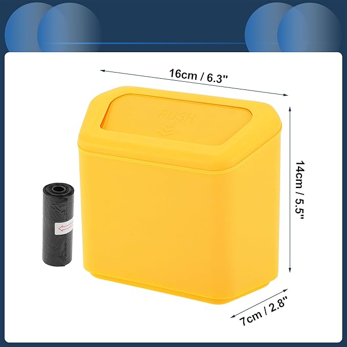 Car Trash Can Car Door 6.3" Length 2.8" Width 5.5" Height Auto Trash Bin Plastic Yellow Hanging