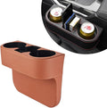 Car Cup Holder Gap Filler Organizer, Multifunctional Auto Front Console Gap Filler with Cup Holder, Leather Extra Cup Holder Storage Box for Car Truck SUV, Car Accessories (Brown)