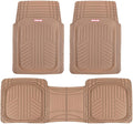 BDK Beige Heavy Duty Front & Rear Rubber Floor Mats Universal Liners for Car SUV Van & Truck, All Weather Protection with Anti-Slip Nibs, Fit Contours of Most Vehicles