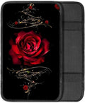 JEOCODY Red Rose Print Car Center Console Armrest Cover Fashion Armrest Cushion Cover Pad Auto Car Interior Decorative Accessories Universal Fit for Sedan, Truck, SUV