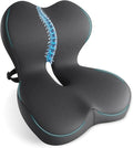 XZdream Memory Foam Seat Cushion,Office Chair Cushion with Lumbar Support for Back Pressure Relief, Car Seat Cushion with Adjustable Strap,Sciatica Pad Cushions for Car,Truck,(C-Dark Grey)