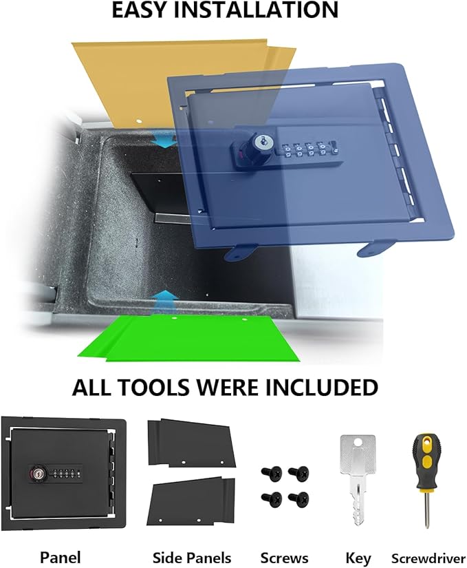 cybtkcar for Tesla Center Console Safe Organizer with 4-digit Lock Model Y Juniper Model 3 Highland Accessories 2025 2026 No Drill Glove Case with Combination Lock Armrest Anti-Theft Storage Tray Box