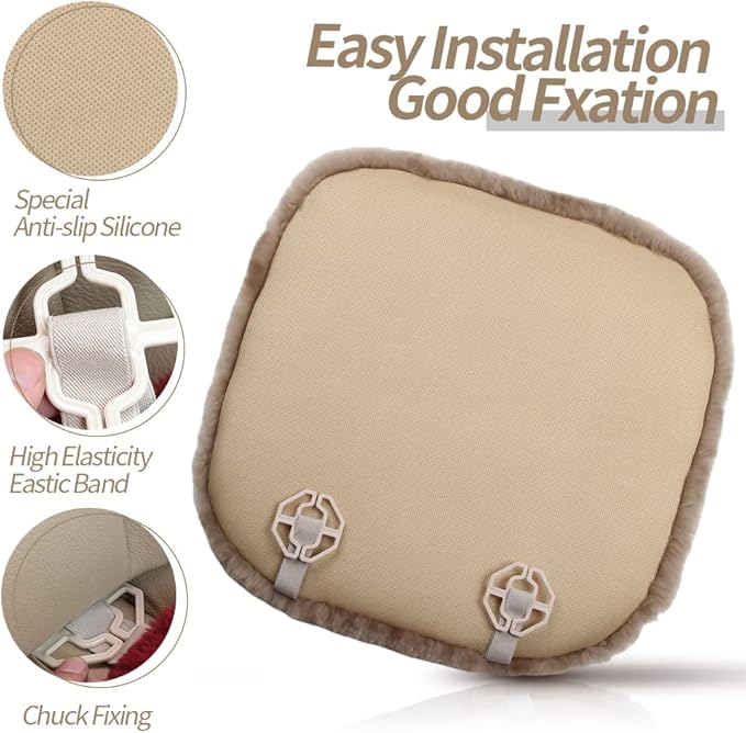 Genuine Sheepskin Auto Seat Pad, Soft Wool Seat Cover Breathable and Sweat-Wicking Comfort Warm Universal Fit (Front seat Cushion 2pcs & Rear seat Cushion 1pc, Dark Grey)