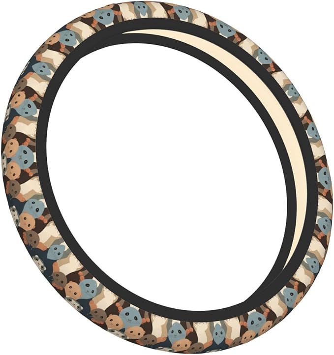 Adorable Ferret Pattern Neoprene Steering Wheel Covers Women Men Car Accessories, Universal 15 Inch Fit Auto, Suvs, Truck
