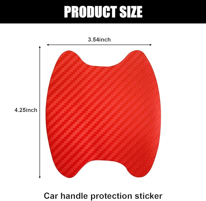 4PCS Car Handle Cup Stickers, Carbon Fiber Scratch Auto Door Protective Film, Non-Marking Car Bowl Protector, Universal Paint Cover Guard for Most Cars, SUV, Van (Red)
