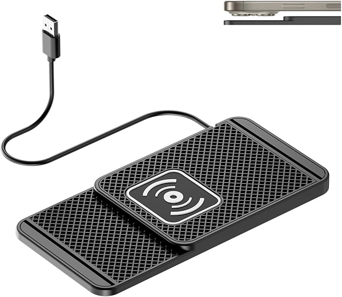 Cord‑Free Charging Pad, 20W Car Charger Pad for Phones, Dashboard & Desk Charging, Phone Charger for Vehicles & Office Use,A USB 30cm