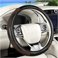 Carbon Fiber Car Steering Wheel Cover, 14.5-15 Inch Elastic Stretch Steering Wheel Guard, Sports Style Non-Slip Automotive Interior Accessories, Universal for Vehicles (Black/Coffee)