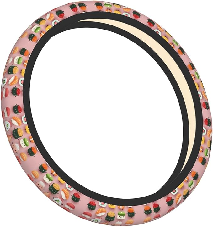 Sushi Pattern Car Steering Wheel Cover, 15 Inch Steering Wheel Cover Stylish Decor for Most Cars