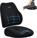 FLORICH Large Car Seat Cushion and Lumbar Support Pillow, Ergonomic Memory Foam Driving Seat Cushion for Back & Sciatica Pain Relief, Non-Slip Washable Seat Cushion for Car, Driver, Office-Black