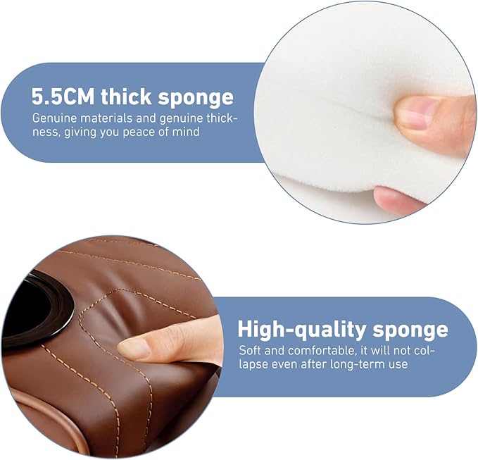 Car Armrest Cushion, Leather Center Console Cover Protector, Multifunctional Storage Pad with Dual Cup Holder, Tissue Box & Side Card Slot, Universal for Most Cars (Coffee)