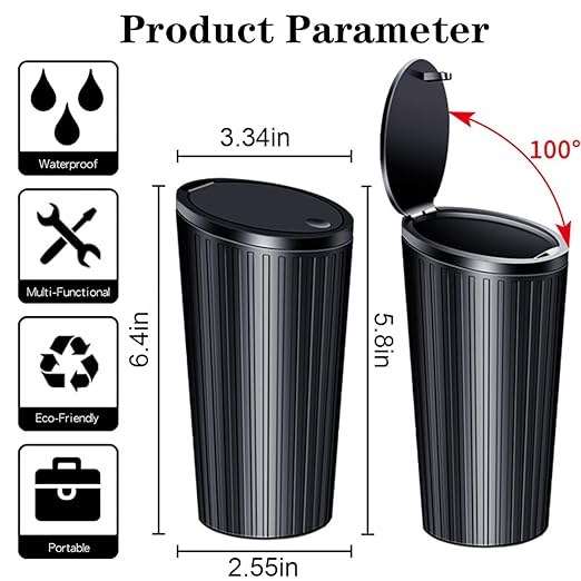 SGLRT Car Trash Bin with Lid - 2 Pack Universal Leakproof Vehicle Garbage Can Bin with 40pcs Trash Bags - Car Organizers and Storage for Front Back Seat Accessories