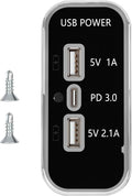3 Ports 12V USB Outlet, 12V/24V Wall Mount Car USB Socket Charger Adapter,3.1A Dual USB A Port & PD3.0 USB C Port Charger Socket for RV Marine Boat Bus ATV Motorcycle Truck-1 Pack