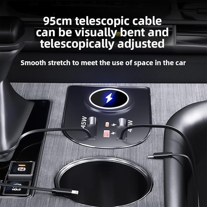 USB Hub Car Wireless Charger Mount for 2021 2022 2023 2024 2025 Toyota Sienna accessories, Mobile phone charger，45W Fast Charging Center Console Dash (Model B)