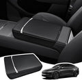 Muslogy Center Console Armrest Cover Compatible with Tesla Model Y Refresh 2026 Comfort Armrest Pad Arm Rest Cushion Vegan Leather Protector Regular Thick (25+ |Juniper| Black, Regular)