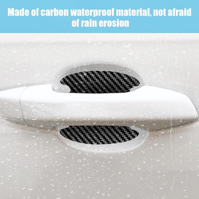 4PCS Car Door Handle Cup Scratch Protectors, Carbon Fiber Car Door Handle Bowl Sticker, Universal Auto Doors Handles Cup Paint Guard Cover Protective Film for Cars (Black-4PCS)