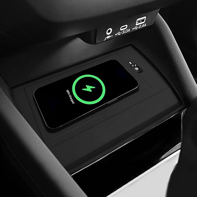 SMABEE Center Console Wireless Charging Protective Mat for Subaru Forester 2025 Accessories Silicone Non-Slip Pad Interior (Only Fit for Wireless Charging) Black