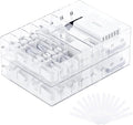 2Pcs Cable Charger Organizer Box, Large Cords Storage Organizer with Adjustable Compartments and Wire Ties, Stackable Cord Organizer for Drawer - Clear