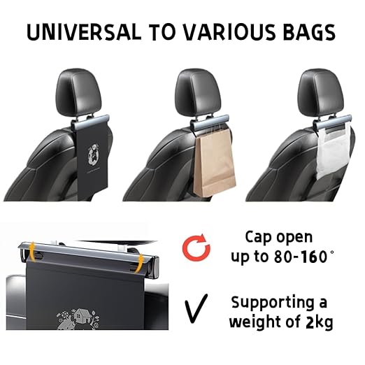Disposable Car Trash Bag with Flip-top Hidden Hook - Aluminum Alloy Garbage Can, Waterproof Hanging Auto Trash Can, Travel Accessories (Black)