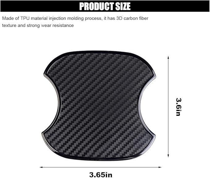 4PCS Car Door Handle Cup Scratch Protectors, TPU Carbon Fiber Door Bowl 3D Sticker, Universal Door Handle Protective Film for Most Cars (Medium)