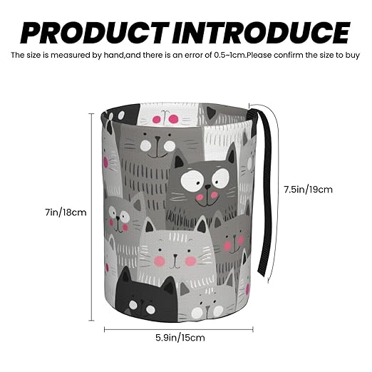Cat Pattern Car Trash Can Leak Proof Hanging Waterproof Garbage Can Multipurpose Trash Bin for Car SUV Front Seat Headrest Collapsible and Portable Storage Pocket