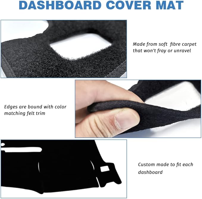 Dashboard Cover Compatible with 2007-2013 Chevy Silverado GMC Sierra with Two Glove Boxes Dash Cover Mat Black Premium Carpet