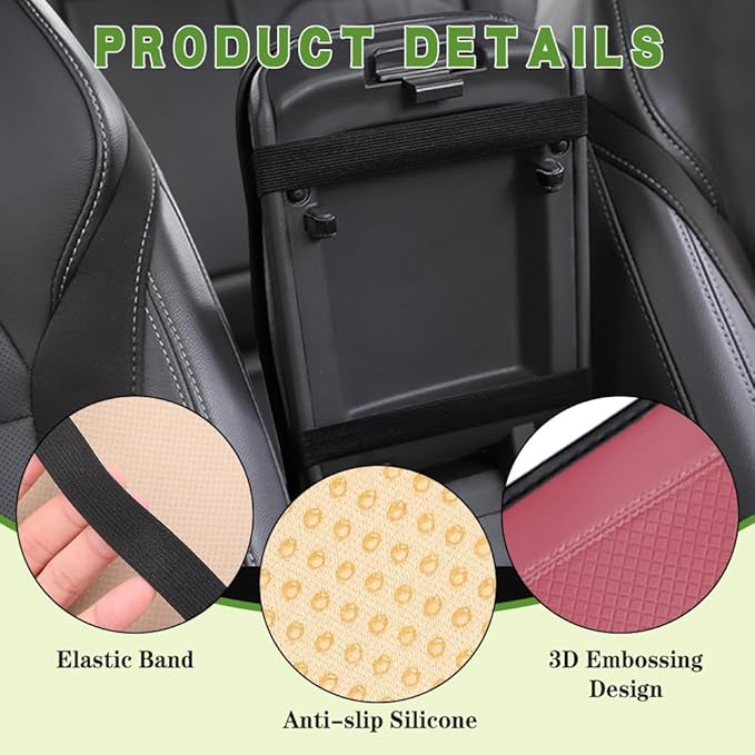 Car Center Console Armrest Pad, 12.6X 7.2 Inch PU Leather Waterproof Auto Armrest Seat Box Cover Protector, Car Center Console Cover, Universal Car Interior Accessories for Cars, Trucks, SUVs