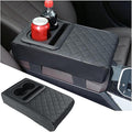 Car Center Console Armrest Pillow with Cup Holder, Leather Middle Console Protection Cushion with Phone Holder, Memory Foam Auto Arm Rest Box Cover, Universal Vehicle Accessories (Textures)
