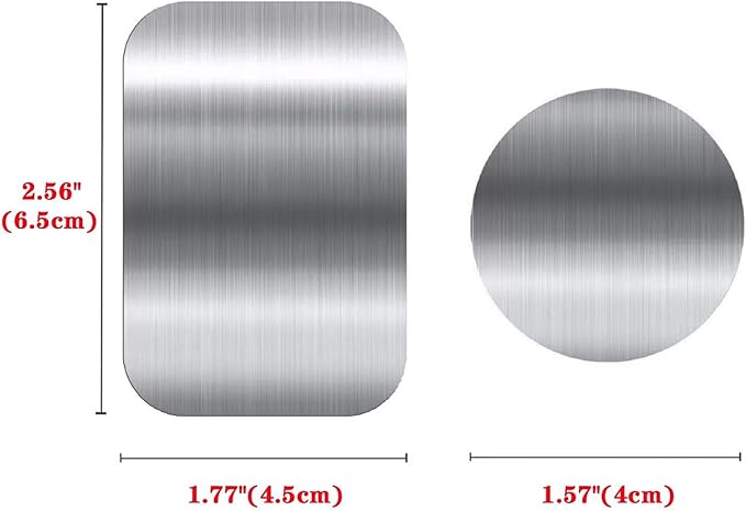Adhesive Thin Metal Plates(Compatible with Magnetic Mounts),4 Piece Metal Plates for Phone Case(2 Rectangle and 2 Round) S-07N(Silver)