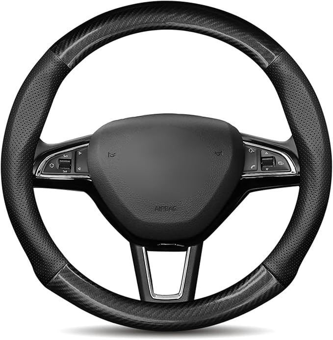 1 Pack Car Breathable Steering Wheel Cover, Wear Resistant Steering Wheel Sleeve, Carbon Fiber Non-Slip Steering Wheel Protector, Four Seasons Universal Steering Wheel Set