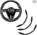 LevChall Carbon Fiber Steering Wheel Cover, 3-Piece Set Anti-Skid Comfortable Grip Segmented Butterfly Design, Easy Snap-On Installation Universal Fit 99% Cars, Black