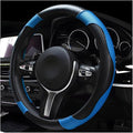 Car Steering Wheel Cover, 15 Inch Carbon Fiber Leather Stitching Color Steering Wheel Protector, Anti-Slip Elastic Breathable Steering Wheel Cover Stylish Decor for Most Cars (Black&Blue)