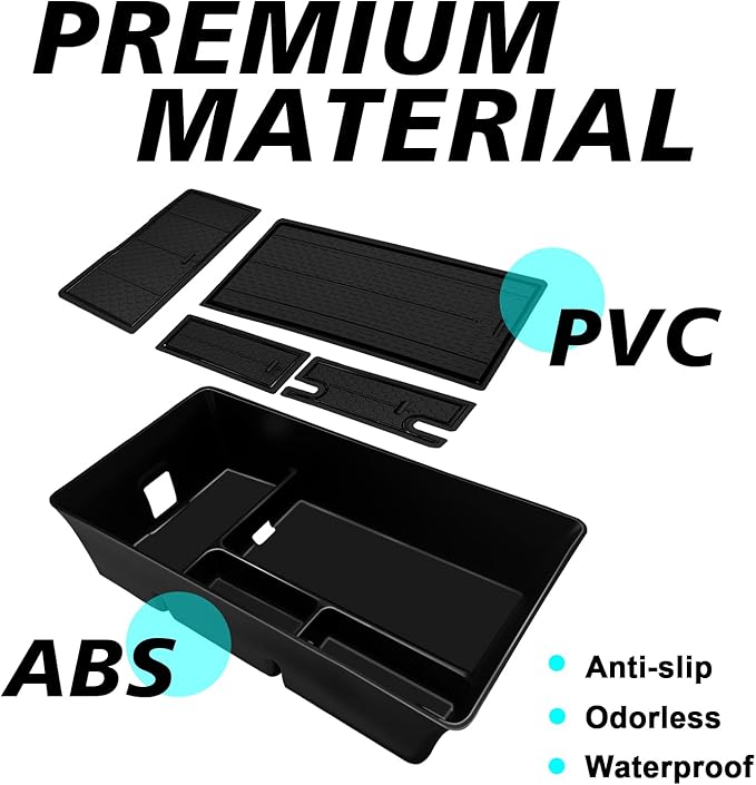 BestEvMod Center Console Organizer Compatible with Hyundai Ioniq 9 2026+ Interior Accessories Armrest Tray Storage Box ABS Material with PVC Trim