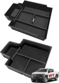 BestEvMod 2PCS Center Console Organizer Trays Fit for Chevrolet Silverado EV 2024 2025 Pickup Armrest Storage Box ABS Material with PVC Trim Not Fit ICE or RST Models (Top + Bottom)