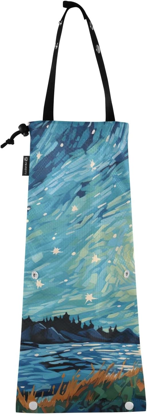 ALAZA Hanging Car Trash Bags Garbage Bag Trash Can for Back Seat Small Starry Sky Night Washable Storage Bag Retractable 2 Pack
