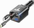 Retractable Fast Phone Charger Compatible with Tesla Model Y 3 X S, 4 in 1 Car Phone Charger Adapter 60W, USB C and Lightning Charger, Model Y 3 X S Accessories 2025-2018, 2.6ft