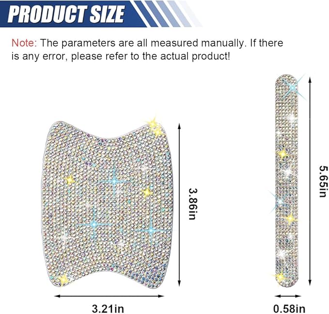 10PCS Bling Car Door Handle Protector, Crystal Rhinestone Anti-Scratch Car Bowl Decoration Sticker Decal, Universal Auto Exterior Door Protective Covers Accessories for Women (Colorful)