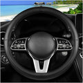 Car Steering Wheel Cover, 15 Inch Leather Anti-Slip Breathable Vehicle Steering Wheel Protector, Automotive Interior Protection Accessories, Universal for SUV Sedan Truck (Black)