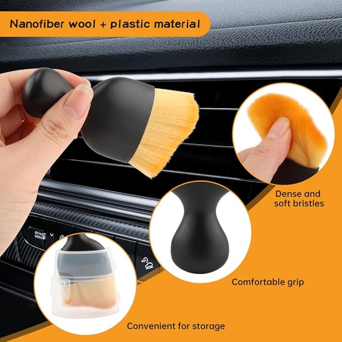 Tire Shine Applicator Brush Kit Large Vegan Tire Dressing Applicator with Car Interior Detailing Brush for Vehicles Tire Shine Polish Wax and Car Interior Cleaning