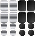 Adhesive Thin Metal Plates(Compatible with Magnetic Mounts),16PCS Metal Plates for Phone Case,(8 Rectangle and 8 Round) S-07N(Black+Silver)