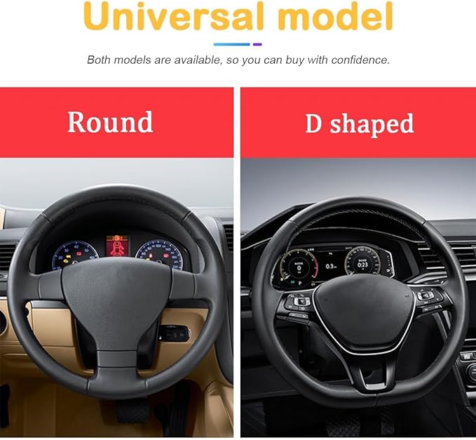 Car Steering Wheel Cover, 15 inch Carbon Fiber Microfiber PU Leather Elastic Steering Wheel Protector for Men Women, Anti-Slip Breathable Car Interior Accessories for Most Cars (Black/Gray)